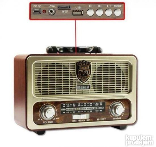 Bluetooth zvucnik Retro dizajn FM USB AUX