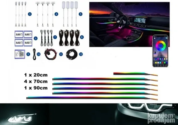 LED Ambijentalno Symphony RGB  osvetljenje enterijera auta