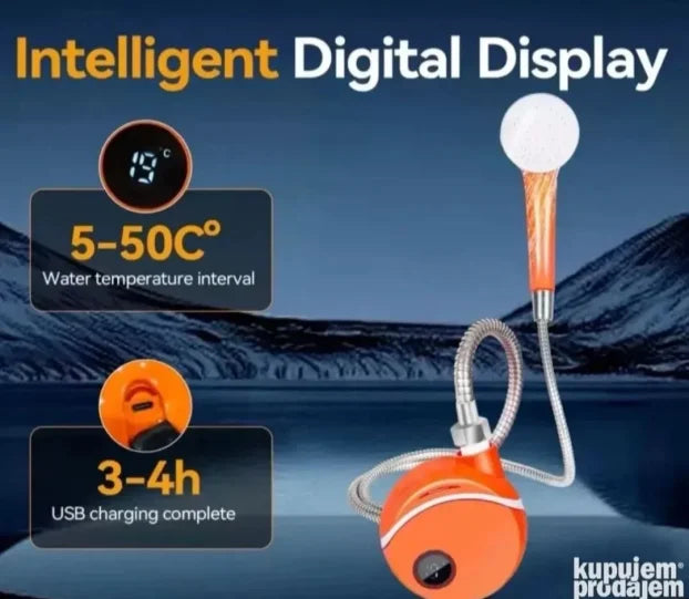 Prenosivi kamperski tus koji greje vodu