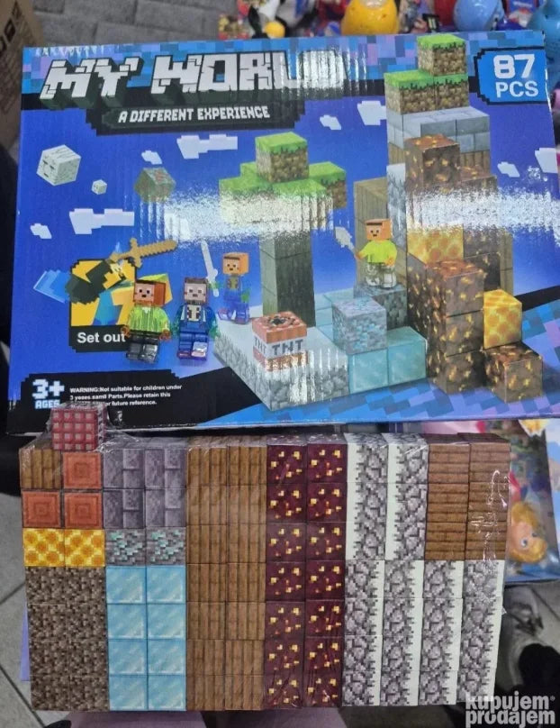 Magnetne kocke Novi Minecraft set 97 delova + 2 figurice