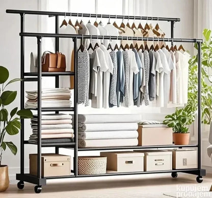 Dupli metalni stender za odecu