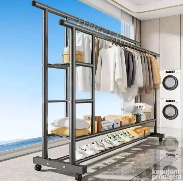Dupli metalni stender za odecu