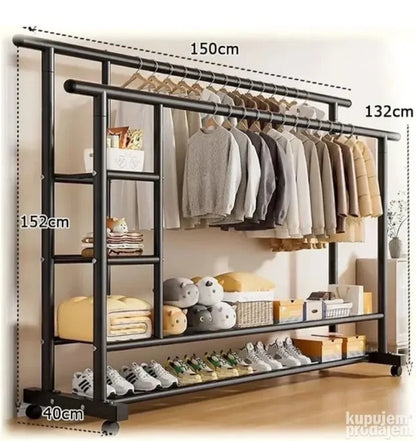 Dupli metalni stender za odecu